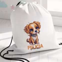 Gympapåse med hundvalp tryck - Personlig Gymnastikpåse för Barn