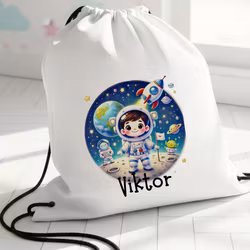 Gympapåse med rymdäventyr tryck - Personlig Gymnastikpåse för Barn
