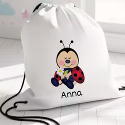 Gympapåse med Nyckelpiga- Personlig Gymnastikpåse för Barn