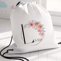 Gympapåse med blommor - Personlig Gymnastikpåse