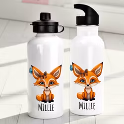 Personlig vattenflaska för barn med rävmotiv - En unik flaska med eget namn