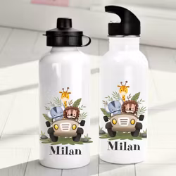 Personlig vattenflaska för barn med djungelmotiv - Flaska med eget namn