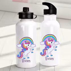 Personlig vattenflaska för barn med enhörningsmotiv - Flaska med eget namn