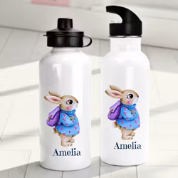 Personlig vattenflaska för barn med kaninmotiv - Vattenflaska med ditt eget namn