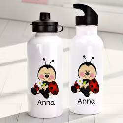 Personlig vattenflaska för barn med nyckelpigamotiv - Vattenflaska med eget namn