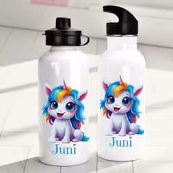 Personlig vattenflaska för barn med enhörningmotiv - Vattenflaska med eget namn