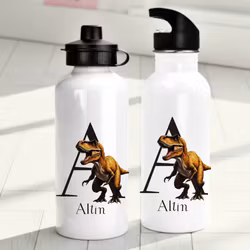 Personlig vattenflaska för barn med t-rexmotiv - Vattenflaska med eget namn