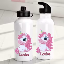 Personlig vattenflaska för barn med enhörningmotiv - Vattenflaska med eget namn