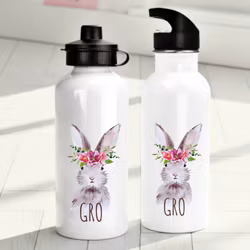 Personlig vattenflaska för barn med haremotiv - Flaska med eget namn