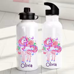 Personlig vattenflaska för barn med enhörning mönster - Vattenflaska med eget namn