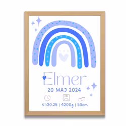Doptavla -Personlig födelsetavla - Pojke -Regnbåge