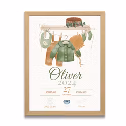 Doptavla -Personlig födelsetavla-  folkdräkt -pojke
