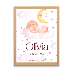 Doptavla -Personlig födelsetavla - Bebistavla -Flicka