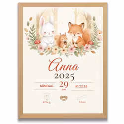 Doptavla -Personlig födelsetavla- Magic skog