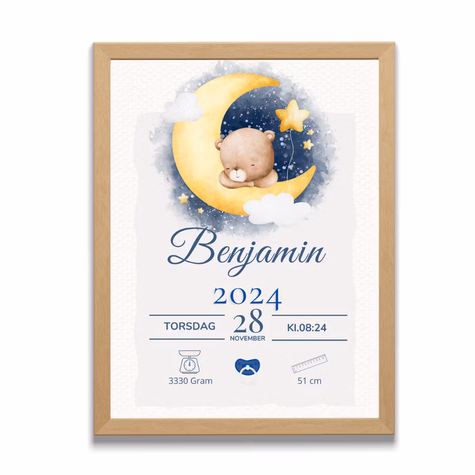 Doptavla - Personlig födelsetavla - Pojke