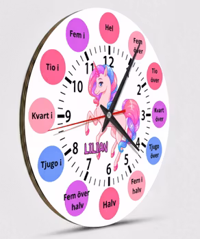 Lära sig klockan – Lär dig klockan – Pedagogisk Klocka för Barn- Rosa enhörning