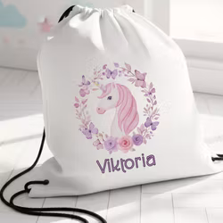 Gympapåse med enhörning tryck - Personlig Gymnastikpåse för Barn