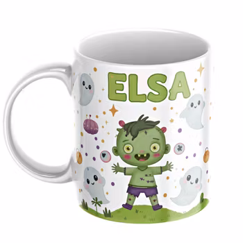 Personlig Halloweenmugg för barn – gullig zombie med namn