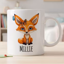 Mugg för barn med namn – Personlig barnmugg – Räv