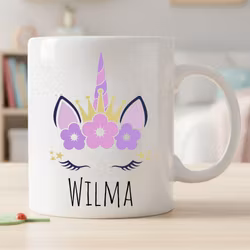 Mugg för barn med namn – Personlig barnmugg - Unikorn
