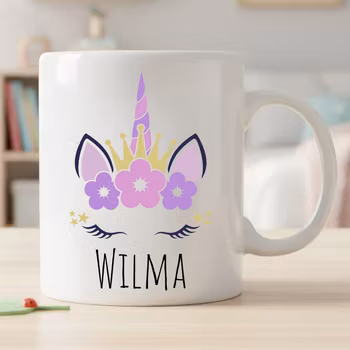 Mugg för barn med namn – Personlig barnmugg - Unikorn