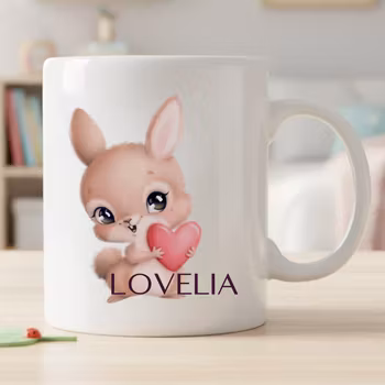 Mugg för barn med namn – Personlig barnmugg -Kanin