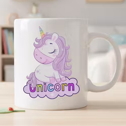 Mugg för barn med namn – Personlig barnmugg  - Enhörning