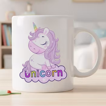 Mugg för barn med namn – Personlig barnmugg  - Enhörning