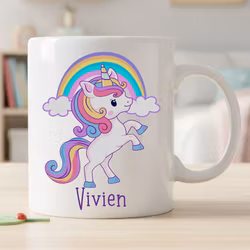Mugg för barn med namn – Personlig barnmugg -Regnbåge