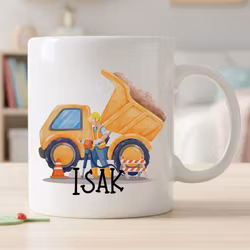 Mugg för barn med namn – Personlig barnmugg - Lastbil