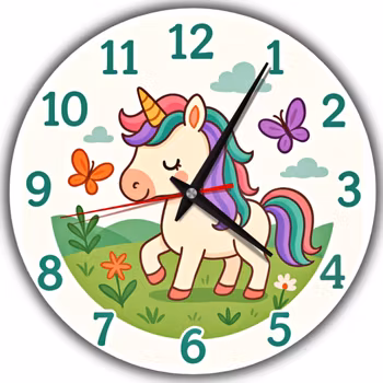 Tyst Väggklocka för Barnrum – Magisk Design med Enhörning