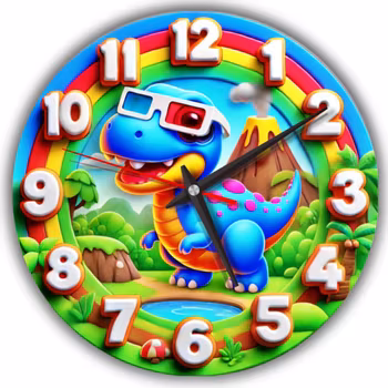 Dinosaurieväggklocka för Barnrum - Lär Klockan med Fantasi