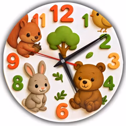 Väggklocka för barn -Höst i skogen