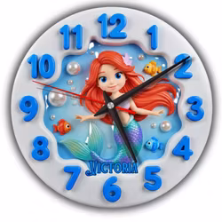 Tyst väggklocka för barn – Sjöjungfru