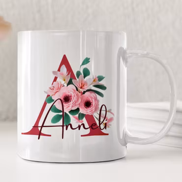 Personlig blommig mugg - Rosa blommor