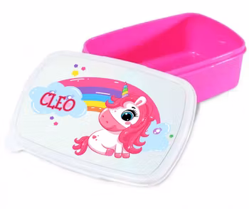 Personlig lunchlåda för barn -matlåda- lunchbox - Regnbåge med Enhörning