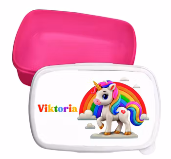 Matlåda för barn med namn -Personlig matlåda - Enhörningsäventyr