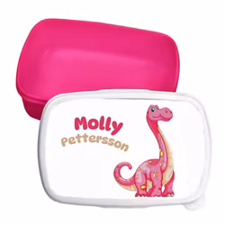 Personlig lunchlåda för barn -matlåda- lunchbox - Rosa Dinosaurie