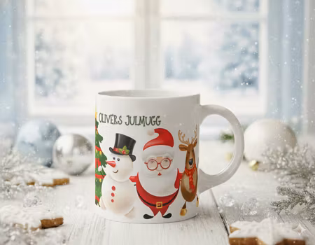 Personlig Julmugg - Tomte med Snögubbe