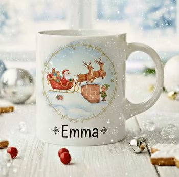 Personlig Julmugg – Tomte med Släde