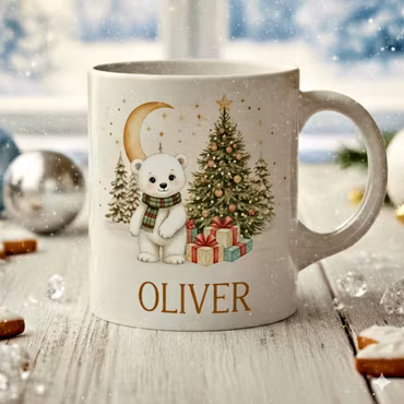 Personlig Julmugg – Isbjörn vid Granen