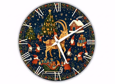 Julväggklocka – Julbocken med Tomtarna