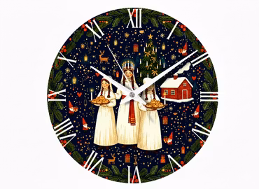 Julväggklocka – Luciatåg i vinternatt