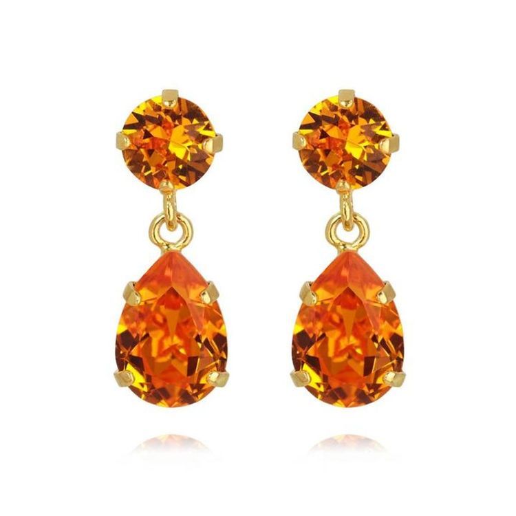 Mini Drop Earrings Gold / Tangerine
