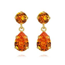 Mini Drop Earrings Gold / Tangerine