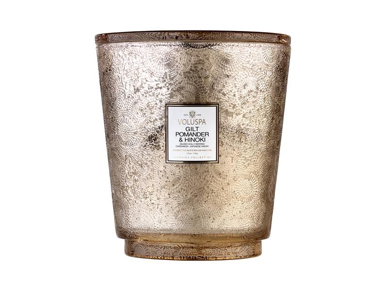 Boxed 5-wick Hearth Candle w. Lid - Gilt Pomander & Hinoki