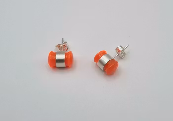 Hopprepsörhängen Cylinder Orange silver/hopprep