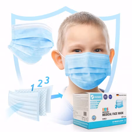 Medical Face Mask Typ I - Kids - Hel kartong 36 förp = 1800st munskydd