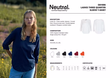 Neutral Ladies´ Three Quarter Sleeve T-Shirt