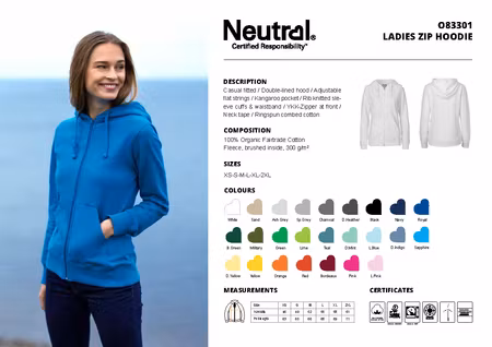 Neutral Ladies´ Zip Hoodie